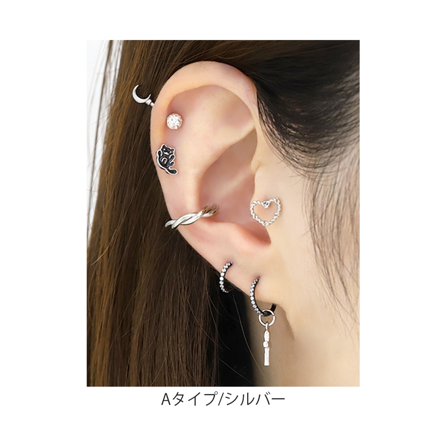 ☆シルバー☆ ストレートバーベル 軟骨ピアス ボディピアス 14G／6mm 5本