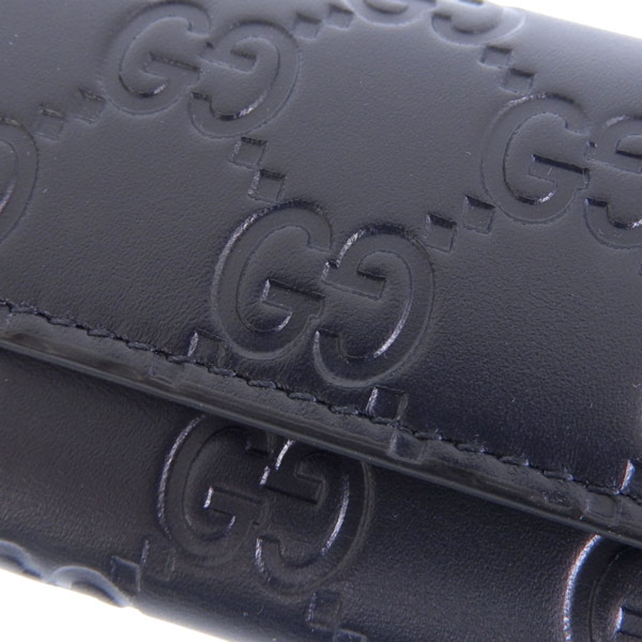 GUCCI ネイビーブルーレザー キーケース GGロゴ付き GUCCI ネイビーブルーレザー キーケース GGロゴ付き