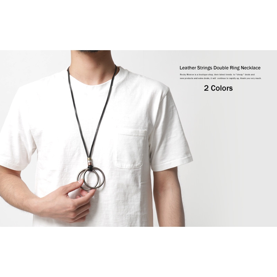 レザーリングネックレス ブラウン ネックレス メンズ シルバー レザー 本革 牛革 輪 リング 革紐