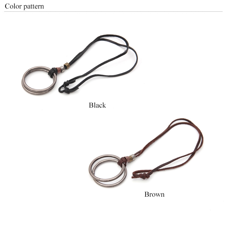 ネックレス メンズ シルバー レザー 本革 牛革 輪 リング 革紐