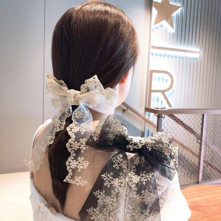 ヘアアクセサリー 8点セット レース リボン ヘアアクセサリー
