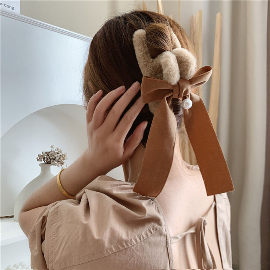 ハンドメイド♡♡ファーバンスクリップ♡♡Fancyギンガム