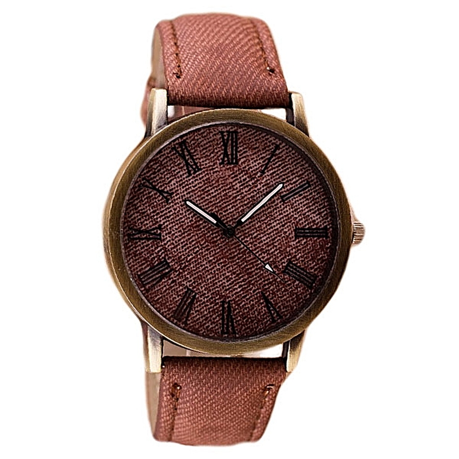 アンティーク加工 デニム風デザインのシンプル3針カジュアル