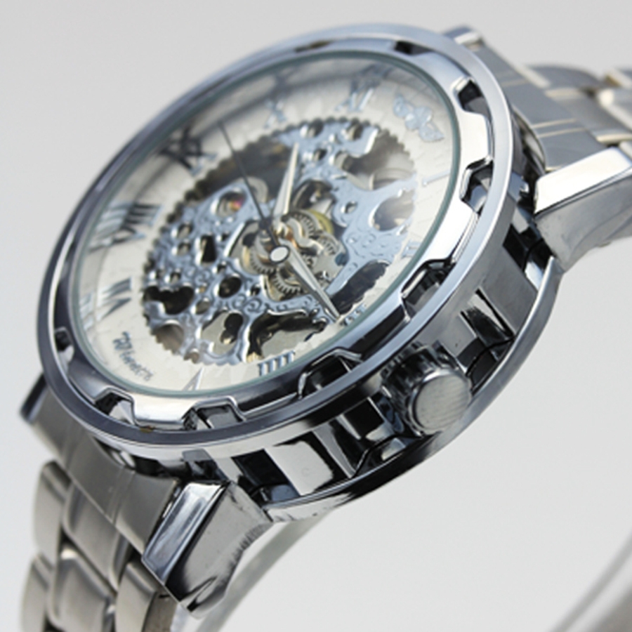 ATW013 自動巻き腕時計 透かし彫りが美しいメタルベルトのフル