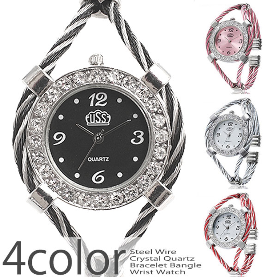 【公式】腕時計 - 腕時計アパレル雑貨小物のSP シルバー基調のワイヤーバングルウォッチ ミッドサイズケースのレディース腕時計 AV036 通販 服 PKPK SHOPLIST/ショップリスト