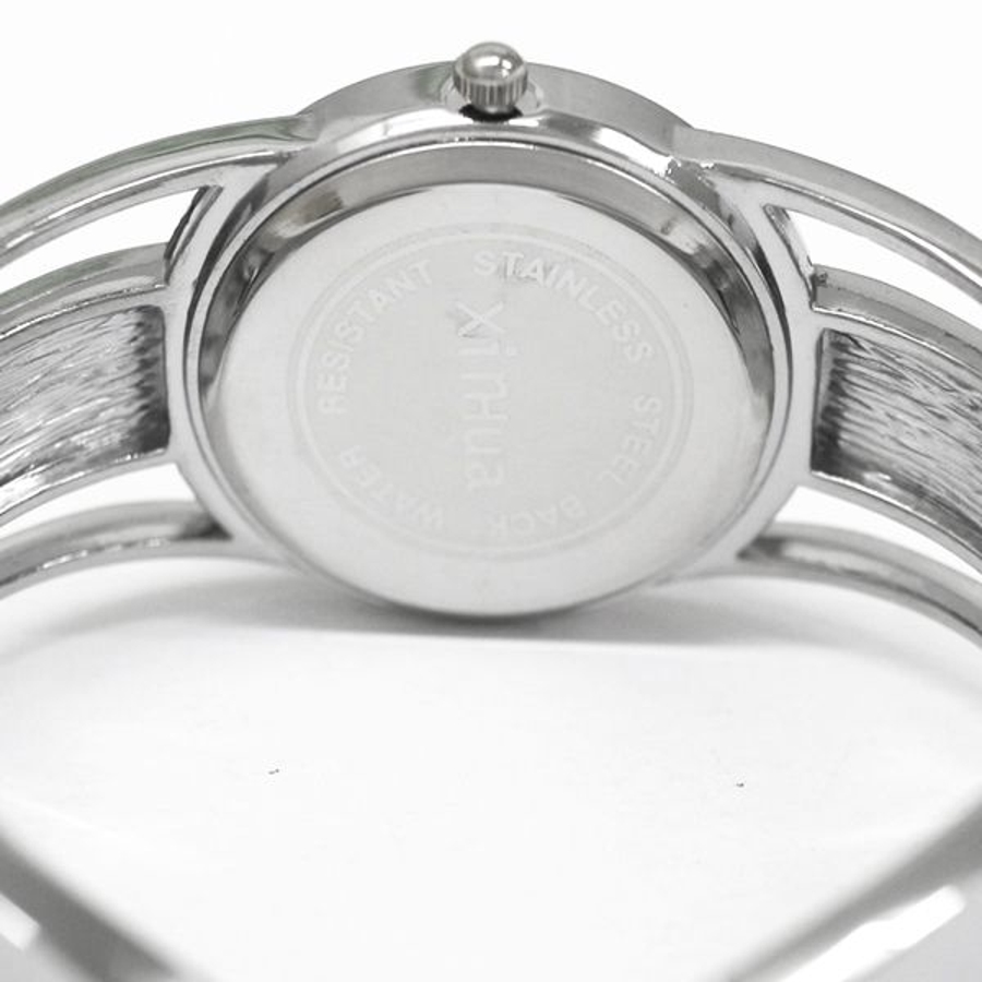 シックなカラーのカットガラスバングルウォッチ ラインストーン