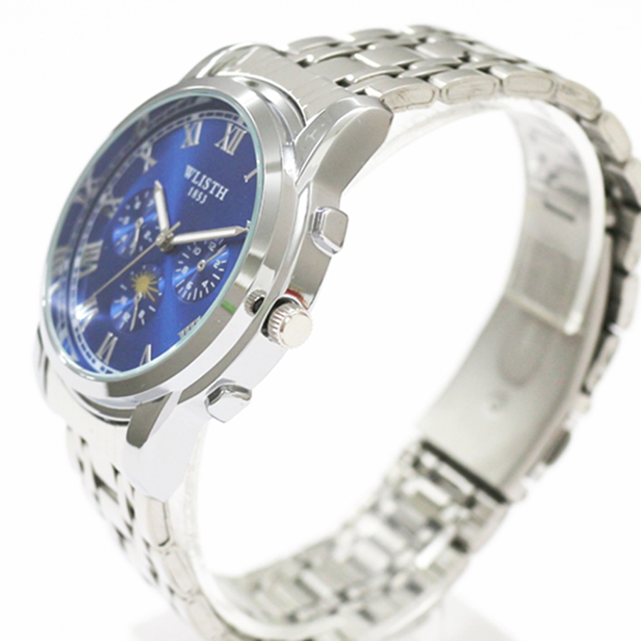 ローマ数字インデックス フェイクダイヤル シルバーメタルベルト[品番