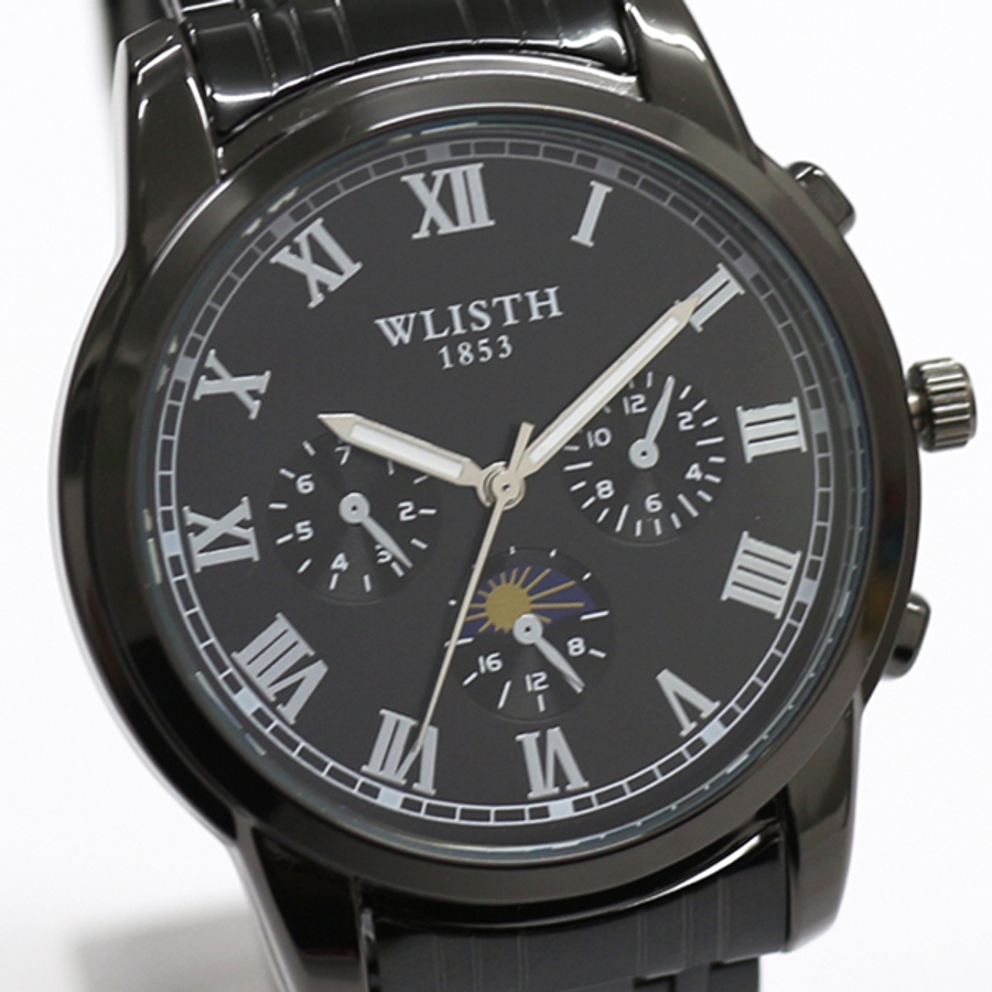 ローマ数字インデックス フェイクダイヤル ブラックメタルベルト