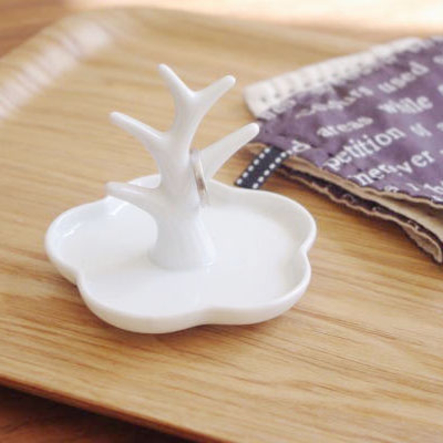 陶製 リングスタンド（花）指輪置き アクセサリースタンド[品番