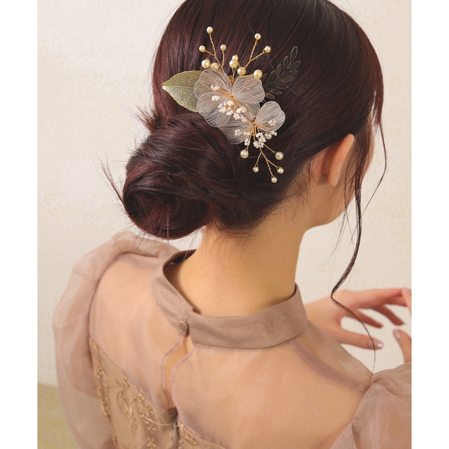 発掘 - 新登場ブランド リーフ 上品 フラワー お呼ばれ 結婚式 ヘアクリップ 蕾 ヘアピン