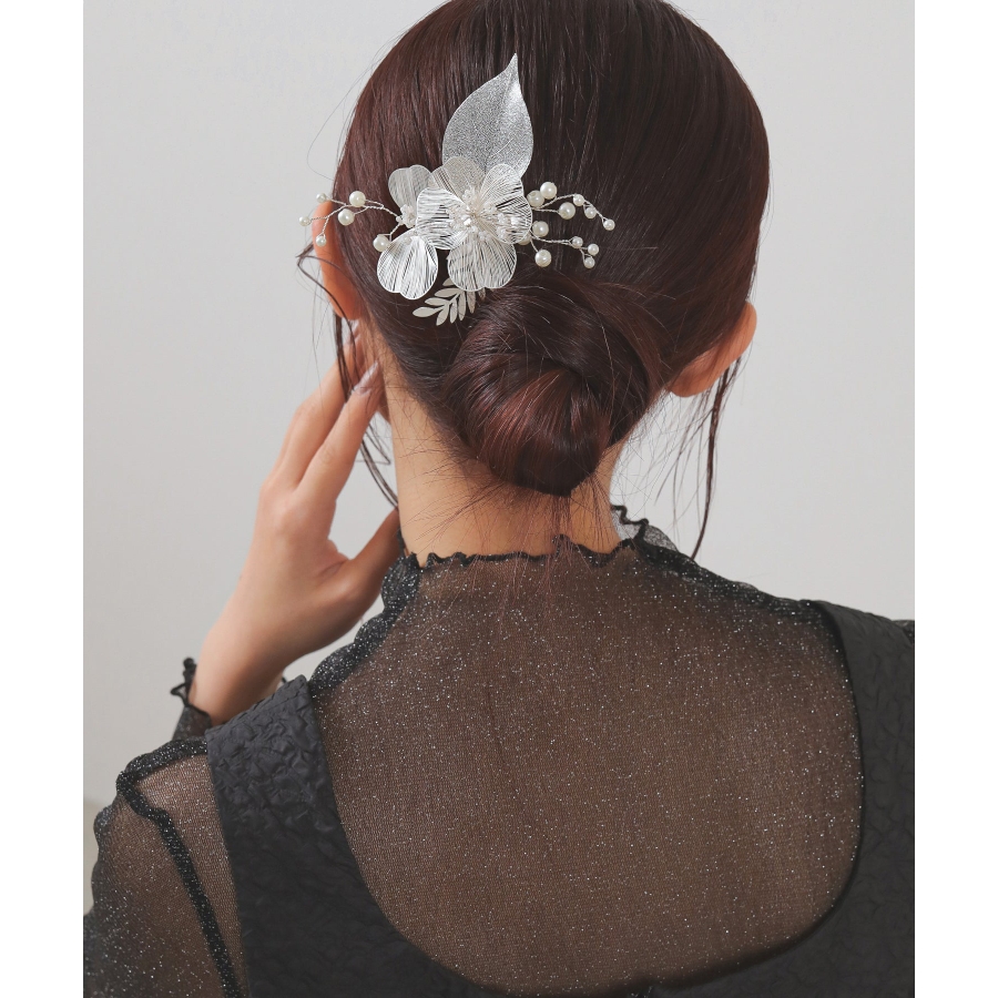 く日はお得♪ 上品 お呼ばれ 結婚式 ヘアクリップ 蕾 フラワー リーフ ヘアピン