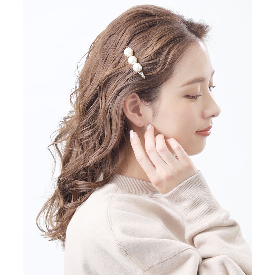 ＼半額SALE／ 大粒パールヘアピン 3粒 ゴールド[品番：VTNA0003203 ヘアアクセサリー