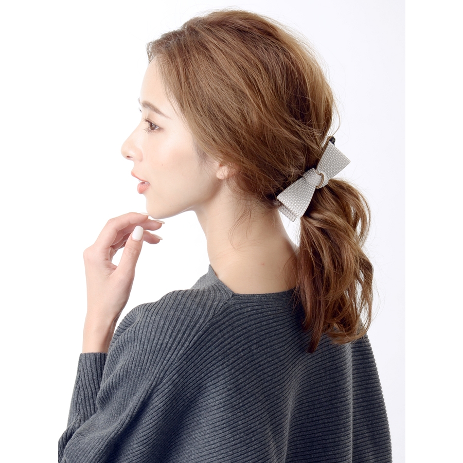 バナナクリップ　スヌーピー スタッズ風リボンバナナクリップ ヘアクリップ デイリー使い
