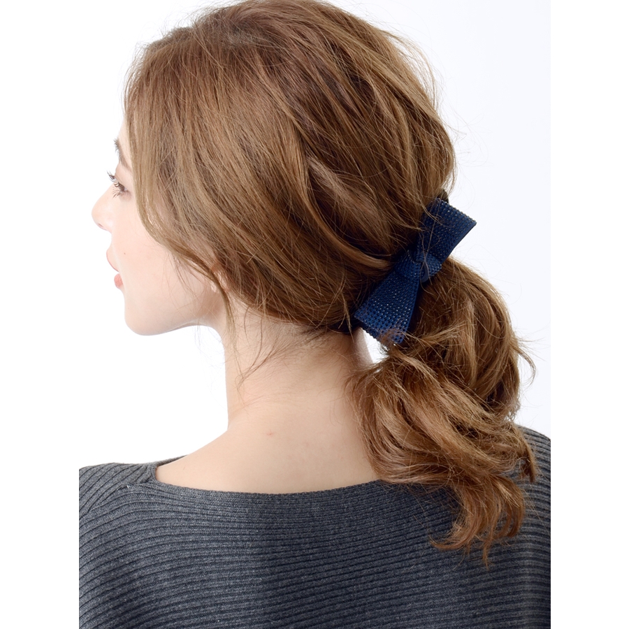 バナナクリップ　スヌーピー スタッズ風リボンバナナクリップ ヘアクリップ デイリー使い