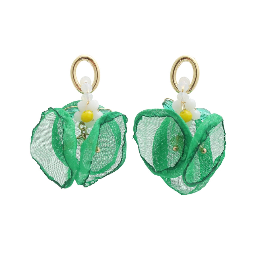 キャッチ―なシフォンフラワーピアス 大人カジュアル 可愛い[品番 