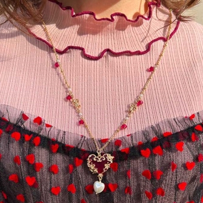 ステンド風ハートネックレス[品番：IGAW0004599]｜axes femme（アクシーズファム ）のレディースファッション通販｜SHOPLIST（ショップリスト）