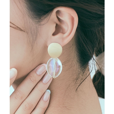 No.75 【現品販売】シーグラス オーロラホロ ラメパール ピアス