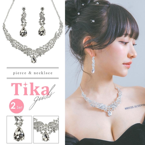 たっぷりビジューゴージャスピアス＆ネックレスセット 2点セット  キャバアクセサリー[品番：XK000010401]｜Tika（ティカ）のレディースファッション通販｜SHOPLIST（ショップリスト）