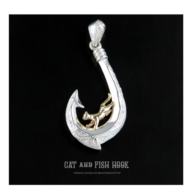 【シルバーアクセサリー】【ペンダントトップ】◆pe2157 幸運を釣り上げる猫の… | 2PIECES  | 詳細画像5 