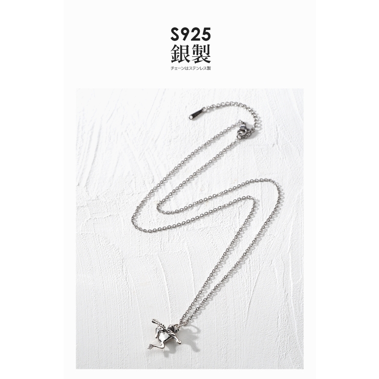 _小枝によじ登るカエル_シルバー製ネックレス/pe2241