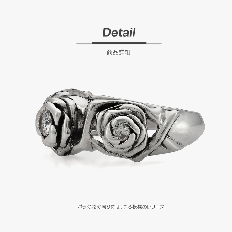 輝く三輪のバラ_シルバー925製リング/r0863