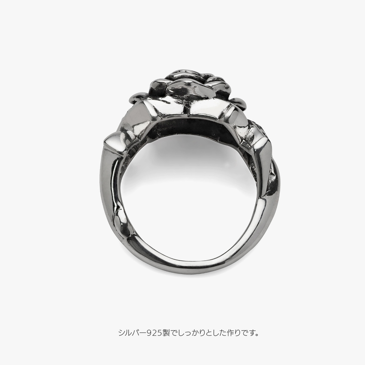 一目で惹きつける_インパクトのあるシルバー925薔薇リング/r0867