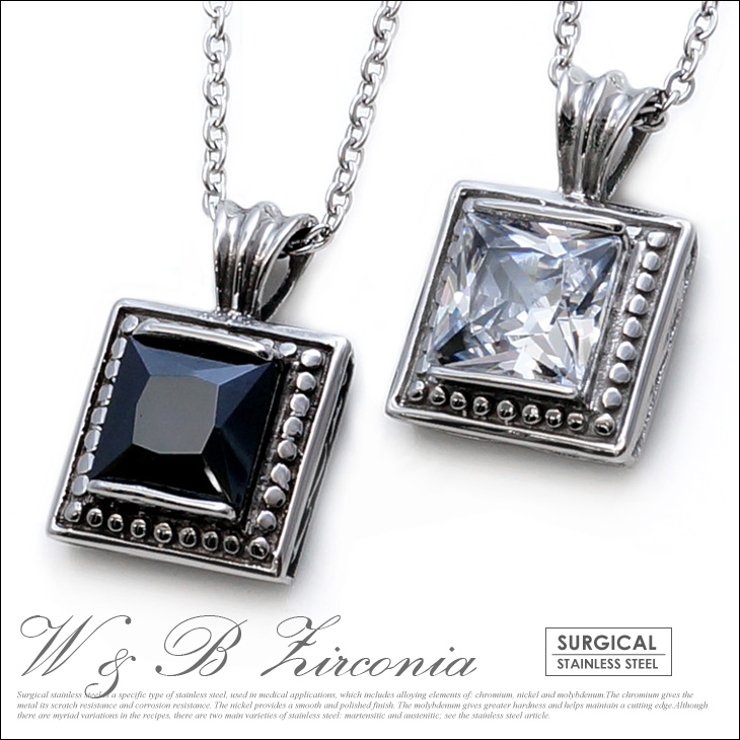 【メンズ】【ネックレス】【レディース】【ペア】【チェーン付】◆キュービックジルコ… | 2PIECES  | 詳細画像1 