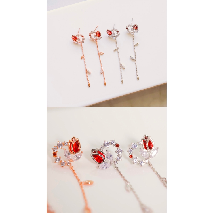 チューリップチェーンロングピアス[品番：MILA0000171]｜4MiLi 