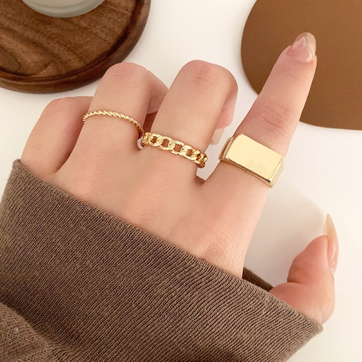 3点セットマルチデザインリング[品番：ADEW0003719]｜ad thie