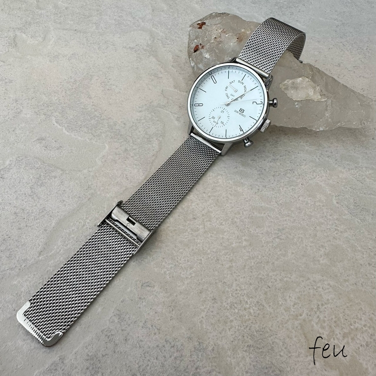 シルバー・ホワイト】METAL CASUAL WATCH[品番：FEUW0001617]｜feu