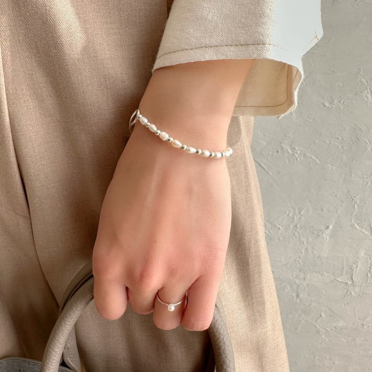 SILVER925セパレートブレスレット 淡水パール 韓国ファッション