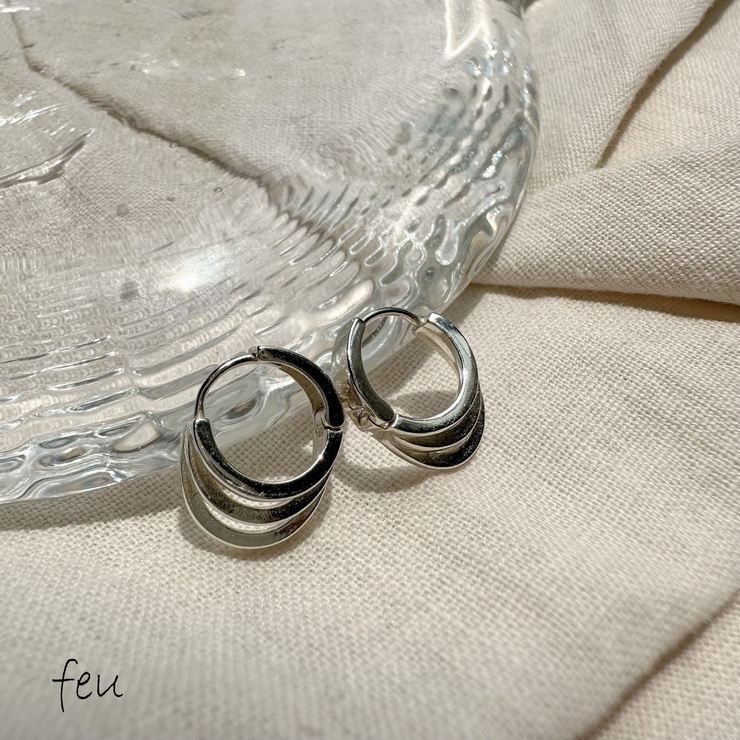 シルバー | SILVER925 ３ディスクピアス アレルギー対応素材 | feu