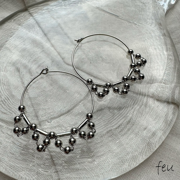 シルバー | デコレーションフープピアス アレンジ フープ | feu