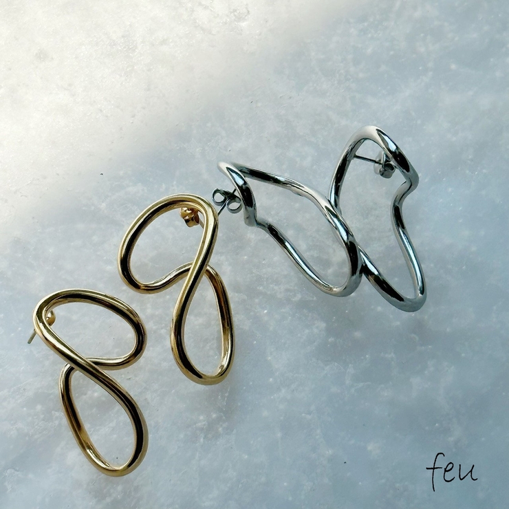 メイキングモチーフピアス アレルギー対応素材 大ぶり | feu | 詳細画像1