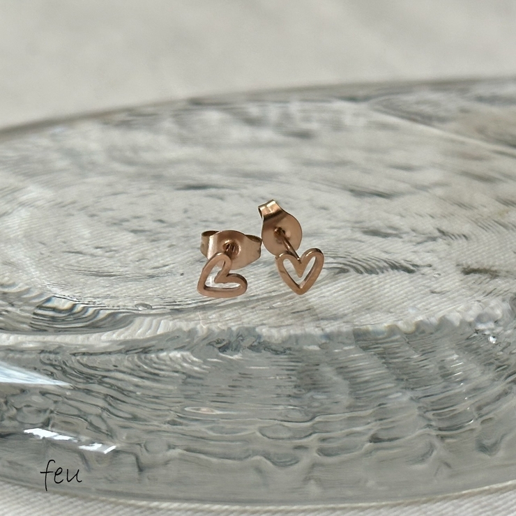ピンクゴールド | サージカルステンレス ハートピアス ミニピアス | feu