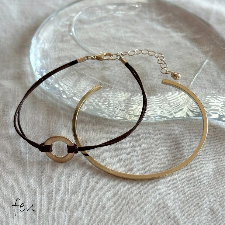 ゴールド | 2個セットブレスレット コードブレスレット カッコイイ | feu