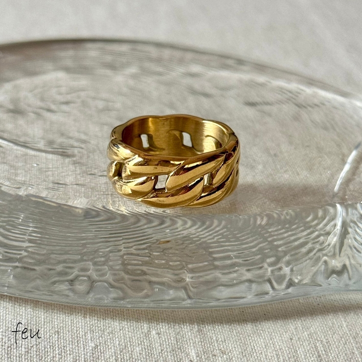 ゴールド | サージカルステンレスリング アレルギー対応素材 上品 | feu