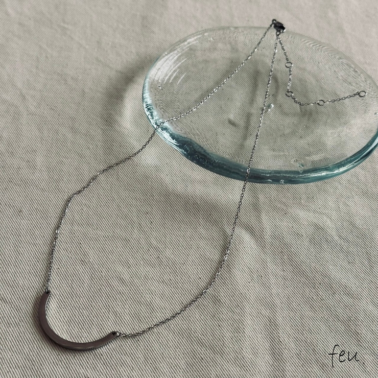 シルバー | サージカルステンレスネックレス ショート シンプルデザイン | feu