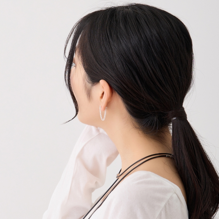 サージカルステンレスチェーンピアス 華奢 エレガント | feu | 詳細画像10 