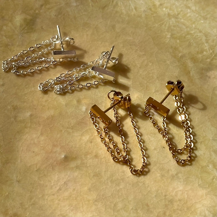 サージカルステンレスチェーンピアス 華奢 エレガント | feu | 詳細画像2 