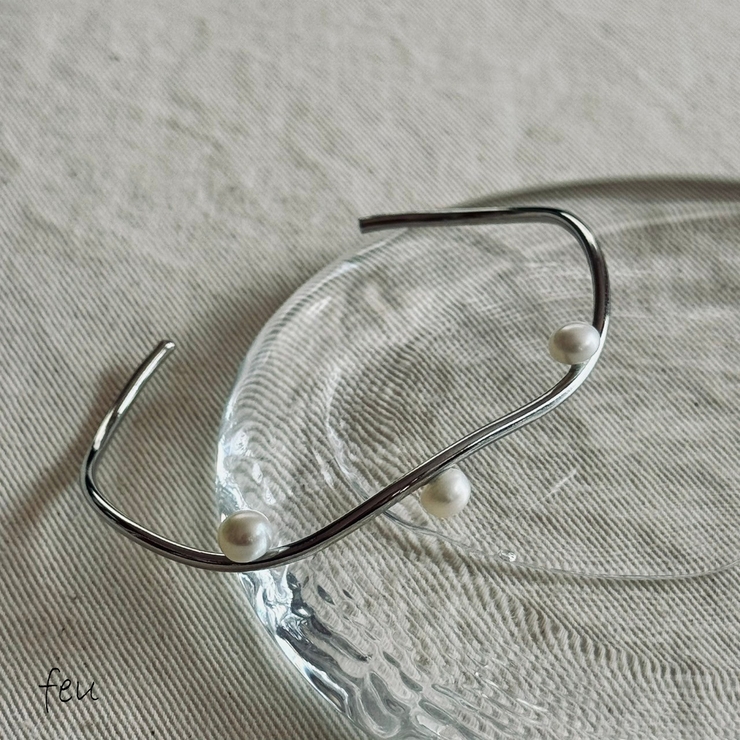 シルバー | バングル 樹脂パール ニュアンス | feu