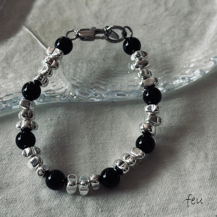 ブラック | サージカルステンレス ブレスレット バングル | feu