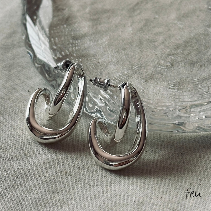 シルバー | ピアス アクセントデザイン フープ | feu