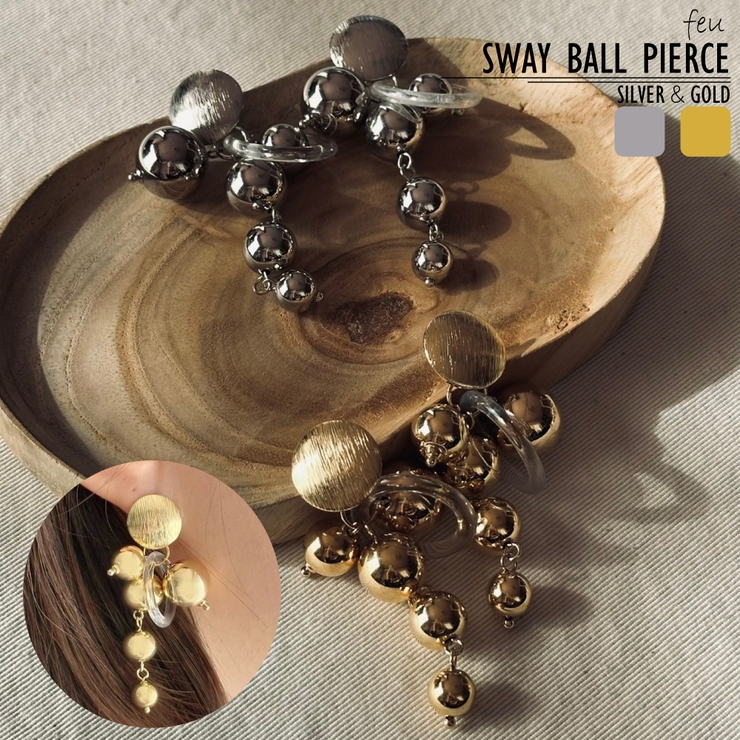 ロングピアス 揺れる メタル | feu | 詳細画像1 