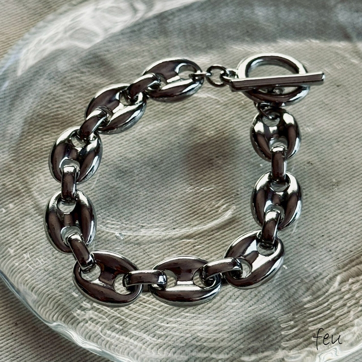 シルバー | チェーンブレスレット ボリュームチェーン ユニセックス | feu