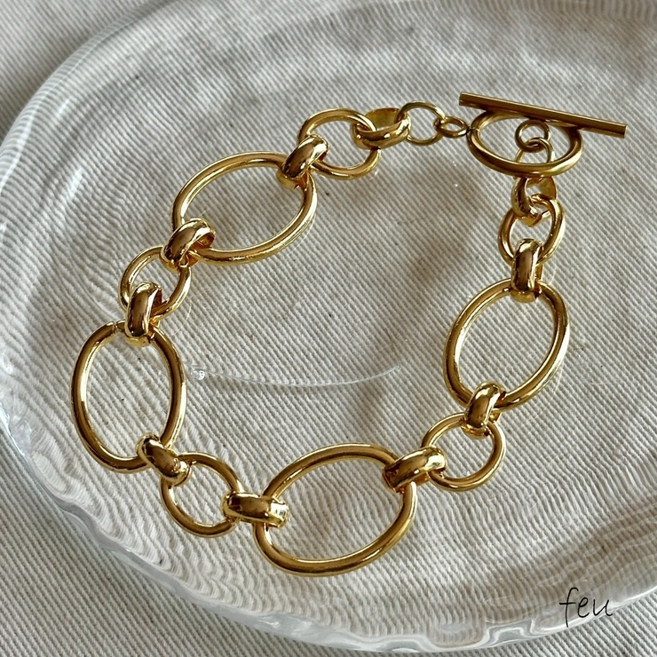 ゴールド | サージカルステンレス チェーンブレスレット おおぶり | feu