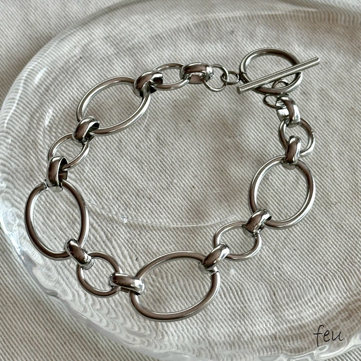シルバー | サージカルステンレス チェーンブレスレット おおぶり | feu