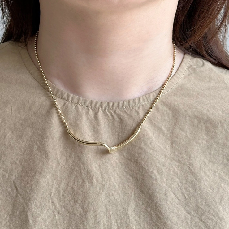 ショートネックレス ニュアンスパーツ ボールチェーン | feu | 詳細画像10 