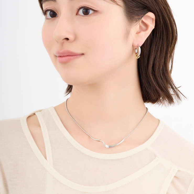 ショートネックレス ニュアンスパーツ ボールチェーン | feu | 詳細画像12 