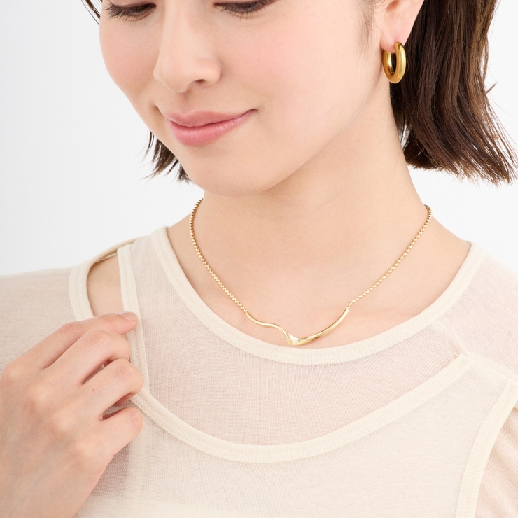 ショートネックレス ニュアンスパーツ ボールチェーン | feu | 詳細画像13 